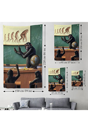 İnsanın Tersine Evrimine Anlatan Manmun Duvar Örtüsü - Halısı-6265