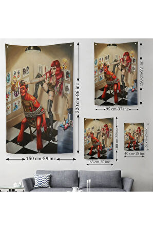 Şeytanı Yakalayan Dövmeci Kız Duvar Örtüsü - Halısı