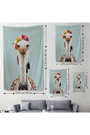 İnsan Kıyafetli Deve Kuşu Dekoratif Duvar Örtüsü - Halısı -6286