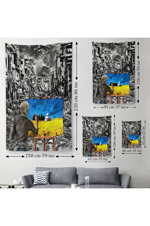 Hayalindeki Ukrayna'yi Çizen Ukraynalı Ressam Duvar Örtüsü - Halısı-6295