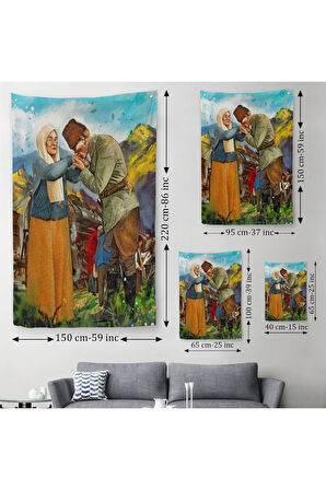 Atatürk Annesi Zübeyde Hanımın Elini Öperken Duvar Örtüsü - Halısı-6302