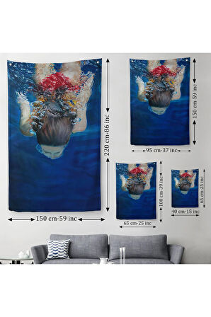 Su Altında Yüzen Kız Duvar Örtüsü - Halısı-6318