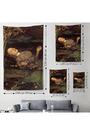 Shakespeare'in Ophelia'sı Hamlet Dekoratif Duvar Örtüsü - Halısı-6319