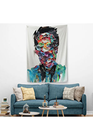 Soyut Erkek Portresi Yağlıboya Görünümlü Duvar Örtüsü - Halısı-6320