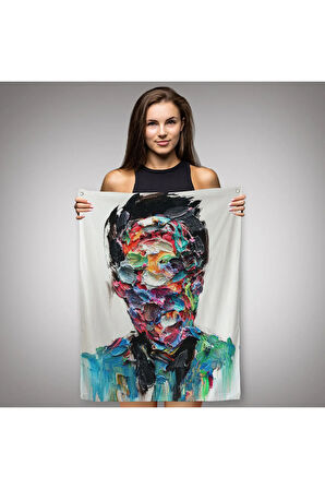 Soyut Erkek Portresi Yağlıboya Görünümlü Duvar Örtüsü - Halısı-6320