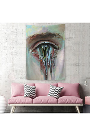 Gözü Akan Kadın Dekoratif Duvar Örtüsü - Halısı-6333