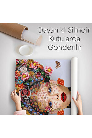 Çiçek ve Kadın Temalı Dekoratif Duvar Örtüsü-Halısı-6338