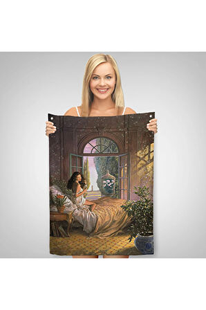 Yataktaki Güzel Kadın Dekoratif Duvar Örtüsü-Halısı-6340
