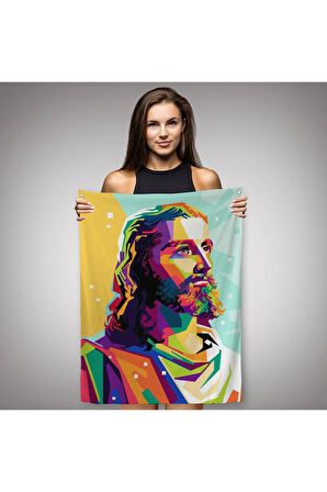 Renkli İsa Mesih Duvar Örtüsü-Halısı, Jesus Christ-6343