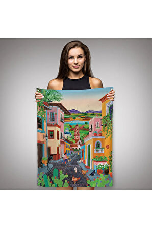 Ortacağ Meksika Köyü Duvar Örtüsü-Halısı-6344