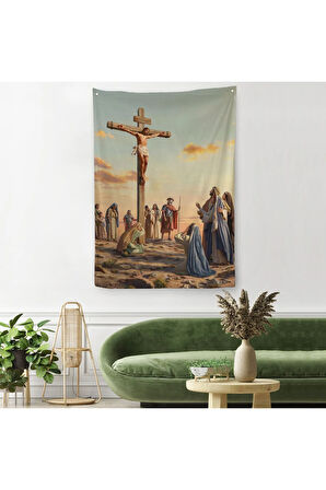 Çarmıha Gerilmiş İsa Mesih Duvar Örtüsü-Halısı, Jesus Christ-6347