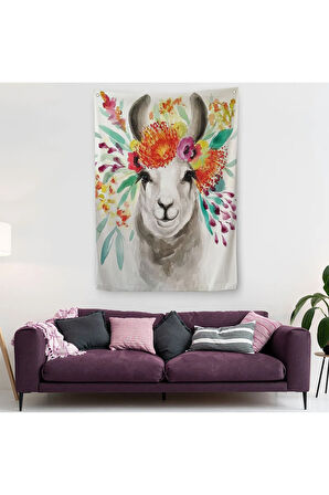 Bahar Laması Suluboya Görünümlü Duvar Örtüsü-Halısı-6348