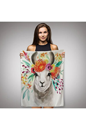 Bahar Laması Suluboya Görünümlü Duvar Örtüsü-Halısı-6348