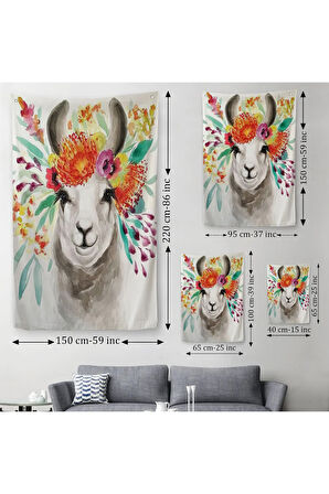 Bahar Laması Suluboya Görünümlü Duvar Örtüsü-Halısı-6348