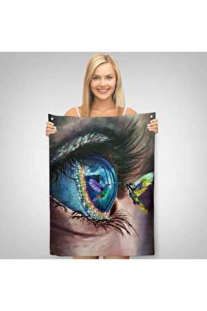 Gözdeki Kuş Sürreal Duvar Örtüsü-Halısı-6351