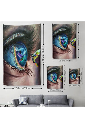 Gözdeki Kuş Sürreal Duvar Örtüsü-Halısı-6351