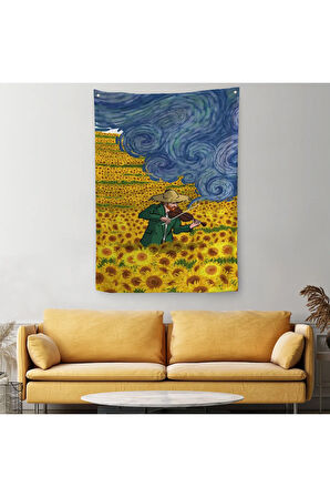 Vincent van Gogh Temalı İllüstrasyon Duvar Örtüsü-Halısı-6361