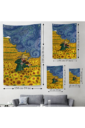 Vincent van Gogh Temalı İllüstrasyon Duvar Örtüsü-Halısı-6361
