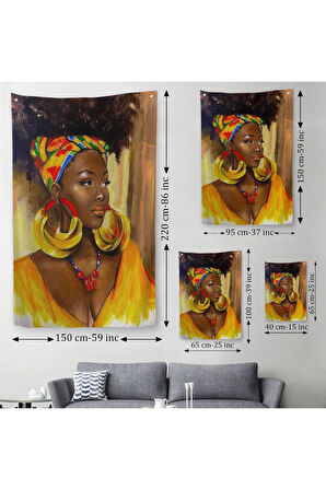 Afro Amerikalı Güzel Kadın Duvar Örtüsü-Halısı-6371