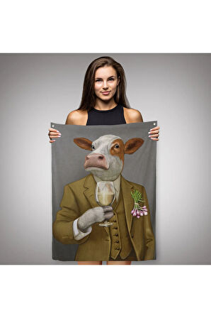 İnsan Kıyafetli Dana Dekoratif Duvar Örtüsü-Halısı -6375