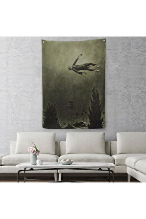 Franz Sedlacek Ağaçlar Üstündeki Hayalet Duvar Örtüsü-Halısı Witches Halloween -6381