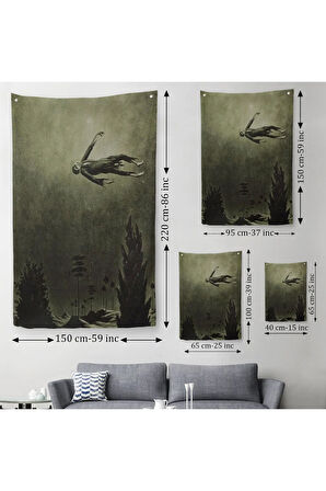 Franz Sedlacek Ağaçlar Üstündeki Hayalet Duvar Örtüsü-Halısı Witches Halloween -6381