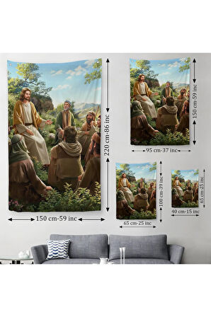İsa Mesih Havarilerine Ders Veriyor, Hristiyan Hediye Duvar Örtüsü-Halısı Jesus Christ -6382