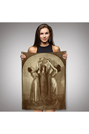 Şabat Ayinin de Dans Eden Kadınlar Dekoratif Duvar Örtüsü-Halısı Halloween -6385