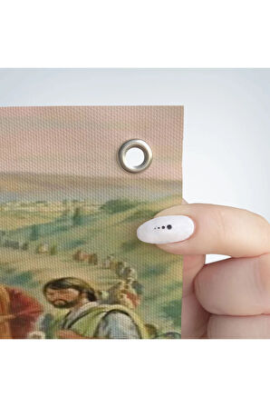 Rab İsa Binlerce Kişiyi Birkaç Ekmek ve Balıkla Doyuruyor Duvar Örtüsü-Halısı Jesus Christ -6386