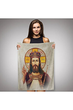 Hz İsa Duvar Örtüsü-Halısı, Kilise Hediyesi Long live Christ the King Jesus Christ -6387
