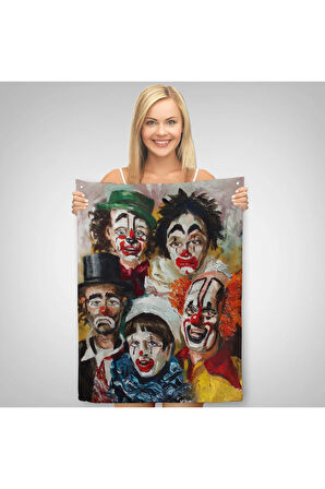 Mutsuz Palyaçolar Dekoratif Duvar Örtüsü-Halısı-6421