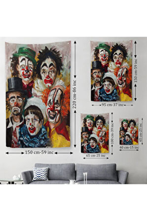 Mutsuz Palyaçolar Dekoratif Duvar Örtüsü-Halısı-6421