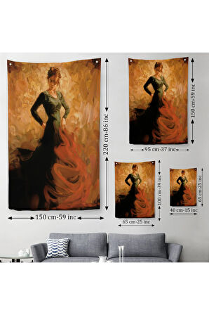 Flamenko Dansçısı Kadın Dekoratif Duvar Örtüsü-Halısı-6425