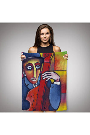 Çello Çalan Adam Duvar Örtüsü-Halısı-6426