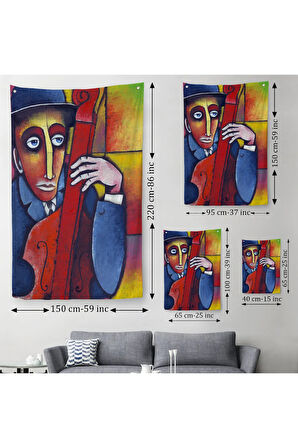 Çello Çalan Adam Duvar Örtüsü-Halısı-6426