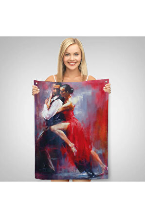 Tango Yapan Çift Dekoratif Duvar Örtüsü-Halısı-6427
