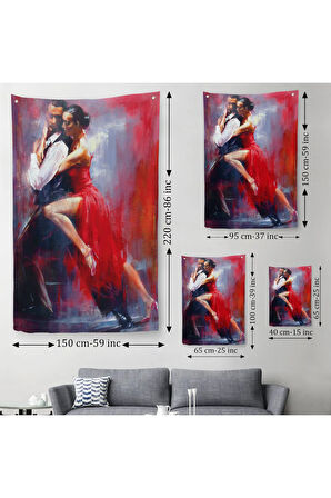 Tango Yapan Çift Dekoratif Duvar Örtüsü-Halısı-6427