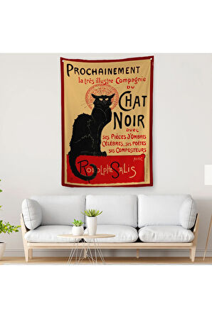 Siyah Kedi Duvar Örtüsü-Halısı - Le Chat Noir Theophile Steinlen-6431
