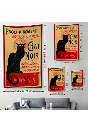 Siyah Kedi Duvar Örtüsü-Halısı - Le Chat Noir Theophile Steinlen-6431