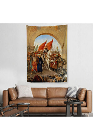 Fatih Sultan Mehmet Istanbul'a Girişi Duvar Örtüsü-Halısı - Fausto Zonaro -6439