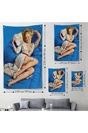 Gil Elvgren Pin-up Aşk Mektubu Duvar Örtüsü-Halısı-6449