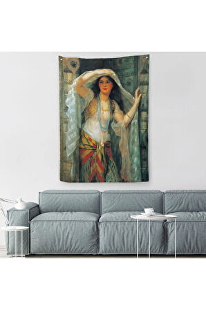 Kapıdan Bakan Cariye Duvar Örtüsü-Halısı - Arthur Wontner -6451