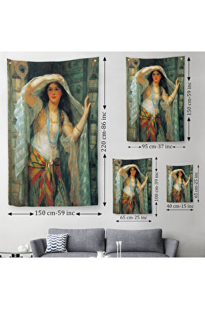 Kapıdan Bakan Cariye Duvar Örtüsü-Halısı - Arthur Wontner -6451