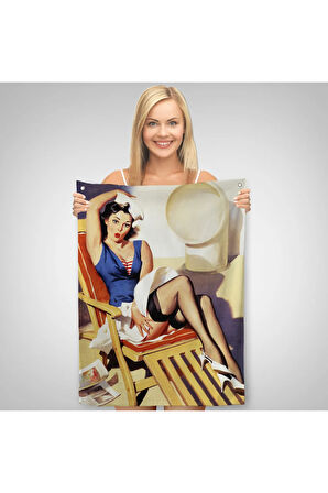 Sailor Pin Up Dekoratif Duvar Örtüsü-Halısı - Denizci Kız-6459