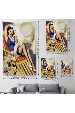 Sailor Pin Up Dekoratif Duvar Örtüsü-Halısı - Denizci Kız-6459