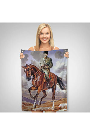 At Üstündeki Mustafa Kemal Atatürk Duvar Örtüsü-Halısı-6462