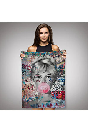 Brigitte Bardot Graffiti Pop Art Duvar Örtüsü-Halısı-6469