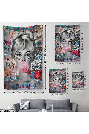 Brigitte Bardot Graffiti Pop Art Duvar Örtüsü-Halısı-6469