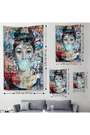 Audrey Hepburn Graffiti Pop Art Duvar Örtüsü-Halısı-6470