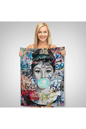 Audrey Hepburn Graffiti Pop Art Duvar Örtüsü-Halısı-6470